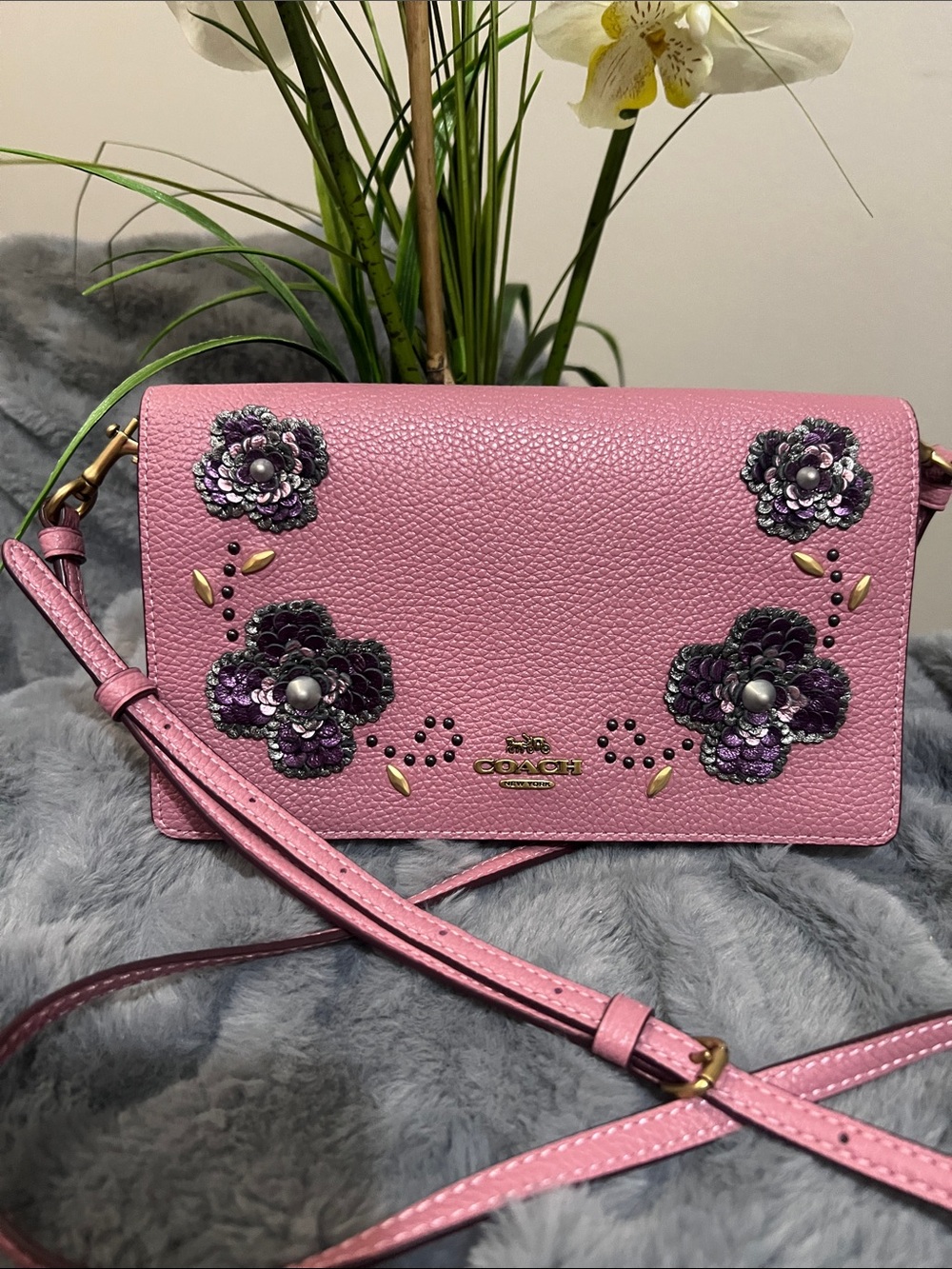 COACH Hayden Foldover Pink Crossbody Clutch NWOT retail $225